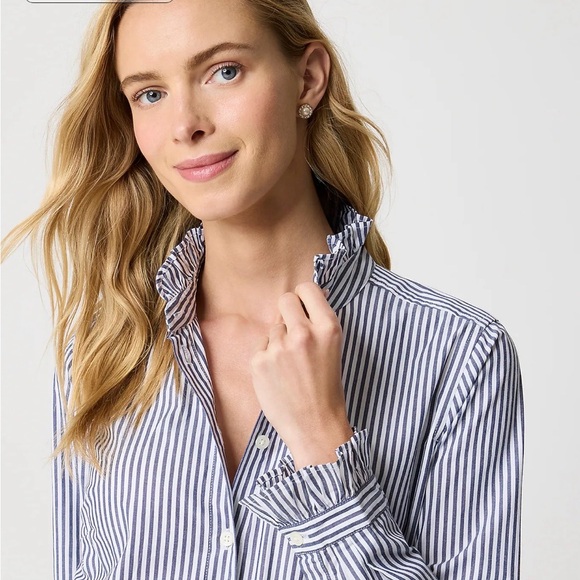 J. Crew Ruffleneck Button-up Top - Picture 5 of 6